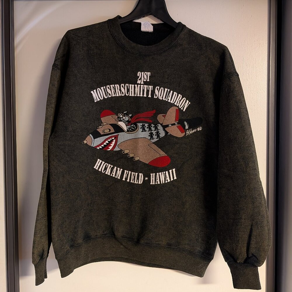 Crazy Shirt Hawaii - 1980's Vintage Sweatshirt - Kliban Cat as Mouserschmitt
